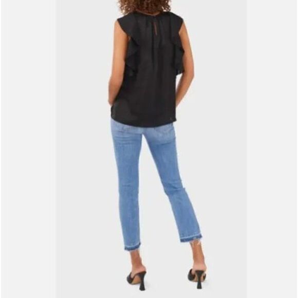 VINCE CAMUTO - L Sz M “Fresh Look” Ruffle Edge Rumple Blouse in Rich Black. NWT! - Picture 8 of 10